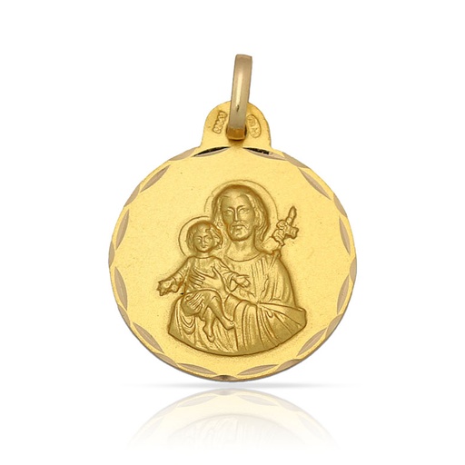 [AG4092] MEDALLA PLATA CHAPADA EN ORO SAN JOSE - 17MM