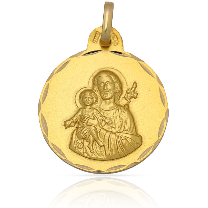 MEDALLA PLATA CHAPADA EN ORO SAN JOSE - 19MM