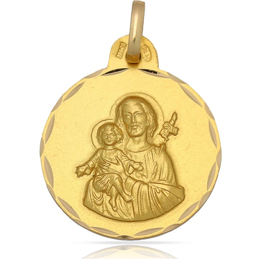 [AG4090] MEDALLA PLATA CHAPADA EN ORO SAN JOSE - 21MM