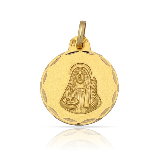 [AG4088] MEDALLA PLATA CHAPADA EN ORO SANTA LUCIA - 18MM