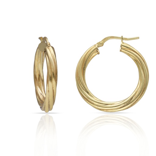 [AG1040] AROS PLATA CHAPADA EN ORO RIZADOS - 20MM