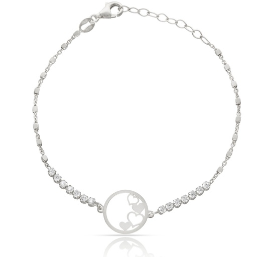 [AG9065] PULSERA PLATA 925MM CIRCULO CORAZONES