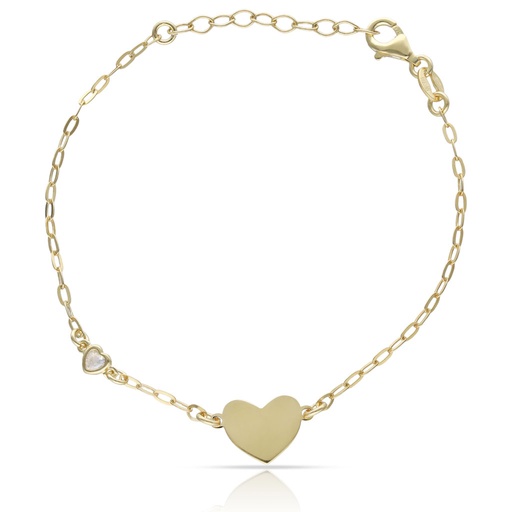 [AG9062] PULSERA PLATA CHAPADA EN ORO CORAZON + CIRCONITA