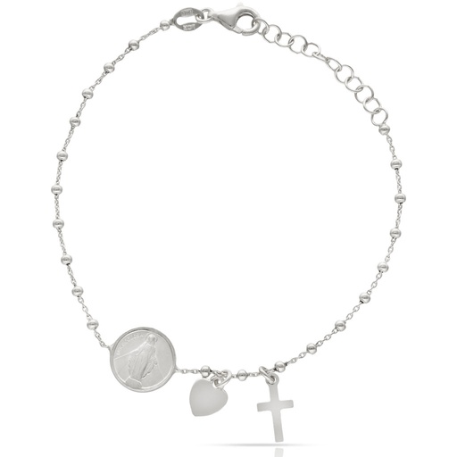 [AG9059] PULSERA PLATA 925MM MILAGROSA + CRUZ DE SAN BENITO