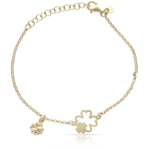 [AG9058] PULSERA PLATA CHAPADA EN ORO TREBOL DE LA SUERTE
