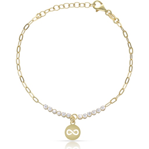 [AG9054] PULSERA PLATA CHAPADA EN ORO INFINITO + CIRCONITAS