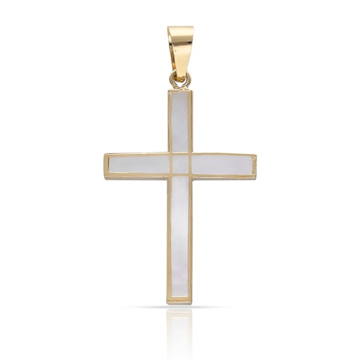 [C518] CRUZ ORO 18KL NACAR - 14x20MM