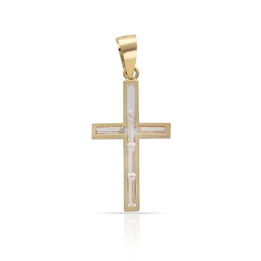 [C523] CRUZ ORO 18KL CIRCONITAS - 10x17MM