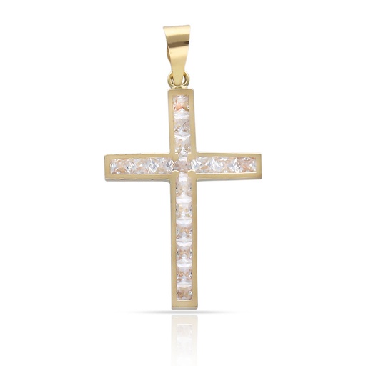 [C519] CRUZ ORO 18KL CIRCONITAS - 14x20MM