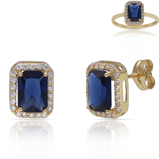 [P3252] PENDIENTES ORO 18KL PIEDRAS AZULES - 7x9MM