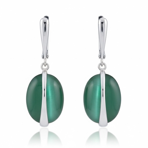 [AG1411] PENDIENTES PLATA 925MM OJO DE GATO VERDE