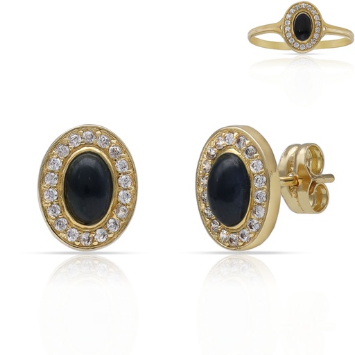 [P3238] PENDIENTES ORO 18KL PIEDRAS AZULES + CIRCONITAS - 7x9MM