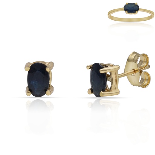 [P3229] PENDIENTES ORO 18KL ZAFIROS FINOS - 4x6MM