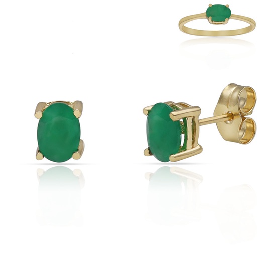 [P3227] PENDIENTES ORO 18KL ESMERALDAS FINAS - 4x6MM