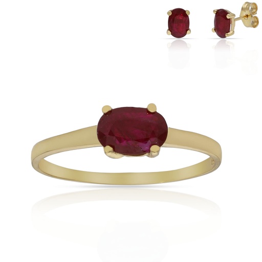 SORTIJA ORO 18KL RUBI FINO - 5x7MM