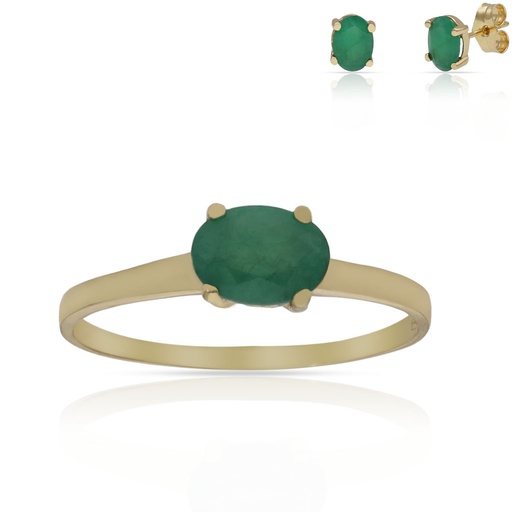 SORTIJA ORO 18KL ESMERALDA FINA - 5x7MM