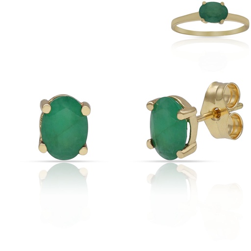 [P3224] PENDIENTES ORO 18KL ESMERALDAS FINAS - 5x7MM