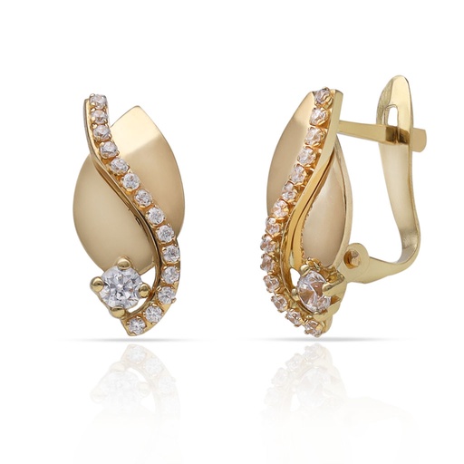 [P1624] PENDIENTES ORO 18KL ONDAS CIRCONITAS