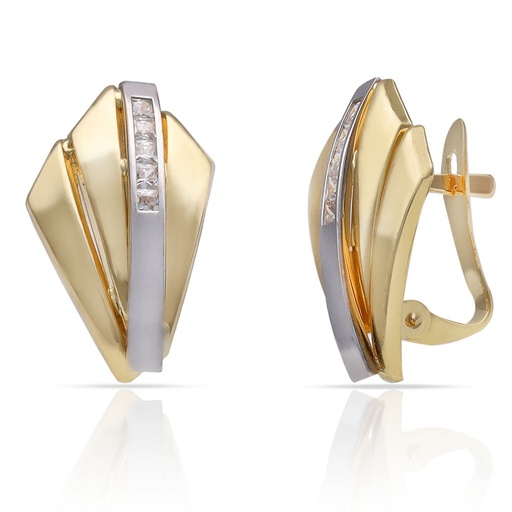 [P1625] PENDIENTES ORO 18KL BICOLOR CIRCONITAS