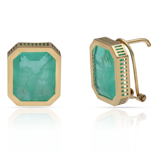 [P1627] PENDIENTES ORO 18KL CUARZO VERDE