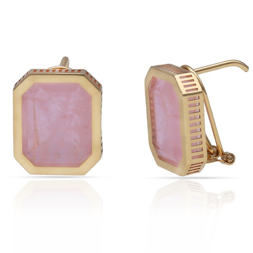 [P1626] PENDIENTES ORO 18KL CUARZO ROSA