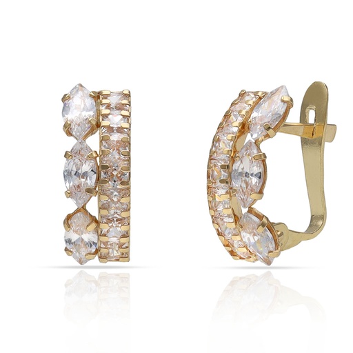 [P1642] PENDIENTES ORO 18KL BARRA + CIRCONITAS