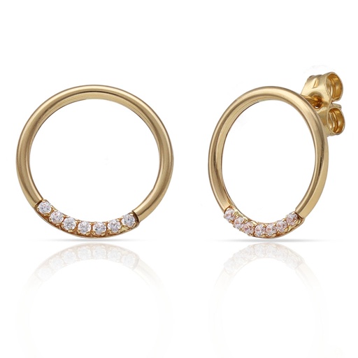 [P1629] PENDIENTES ORO 18KL CIRCULO + CIRCONITAS - 12MM