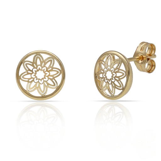 [P1610] PENDIENTES ORO 18KL FLOR CALADA - 8.50MM