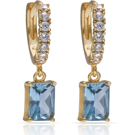 [AG1835] PENDIENTES PLATA CHAPADA ORO PIEDRAS AGUA + CIRCONITAS