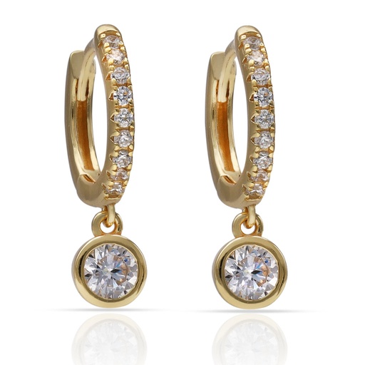 [AG1829] PENDIENTES PLATA CHAPADA ORO CHATON CIRCONITAS