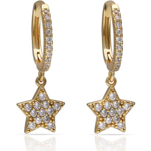 [AG1825] PENDIENTES PLATA CHAPADA ESTRELLAS + CIRCONITAS