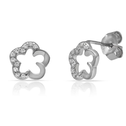 [AG1795] PENDIENTES PLATA 925MM FLOR CIRCONITAS - 8MM