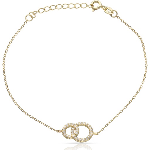 [AG9082] PULSERA PLATA CHAPADA EN ORO 2 ALIANZAS CIRCONITAS