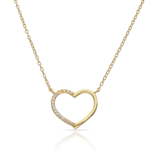 [AG8036] GARGANTILLA PLATA CHAPADA EN ORO CORAZON CIRCONITAS