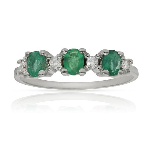 SORTIJA ORO BLANCO 18KL ESMERALDAS + DIAMANTES - STOCK