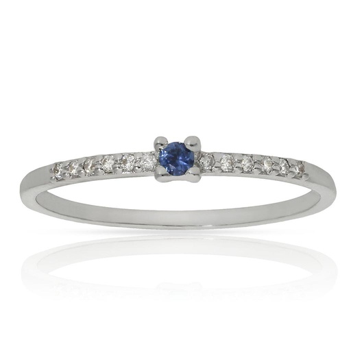 SORTIJA ORO BLANCO 18KL ZAFIRO + DIAMANTES - STOCK