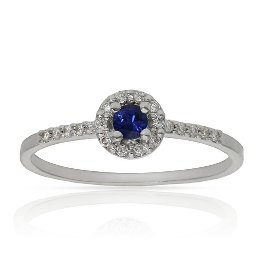 SORTIJA ORO BLANCO 18KL ZAFIRO + DIAMANTES - STOCK