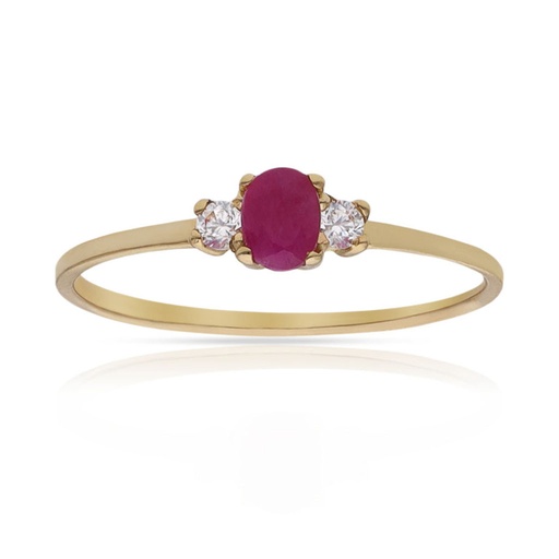 SORTIJA ORO 18KL RUBI FINO + CIRCONITAS