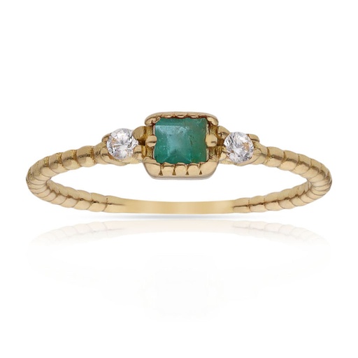 SORTIJA ORO 18KL ESMERALDA FINA + CIRCONITAS