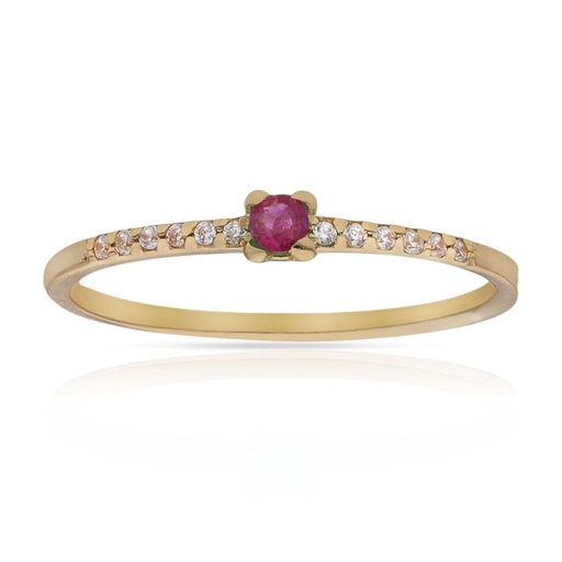 SORTIJA ORO 18KL RUBI FINO + CIRCONITAS