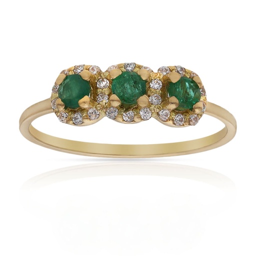 SORTIJA ORO 18KL ESMERALDAS FINAS + CIRCONITAS