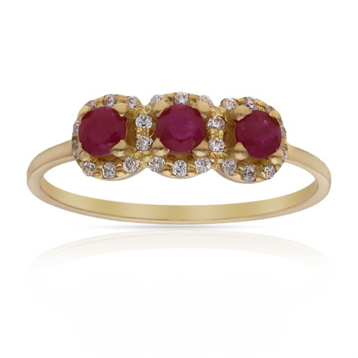 SORTIJA ORO 18KL RUBIES FINOS + CIRCONITAS