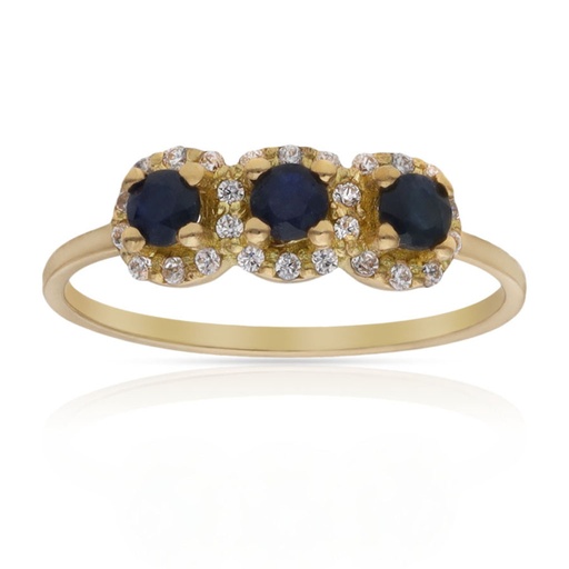 SORTIJA ORO 18KL ZAFIROS FINOS + CIRCONITAS