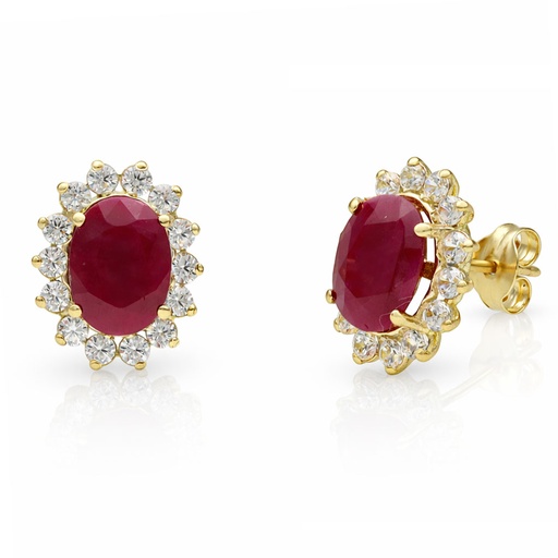 [P3280] PENDIENTES ORO 18KL RUBIES FINOS + CIRCONITAS