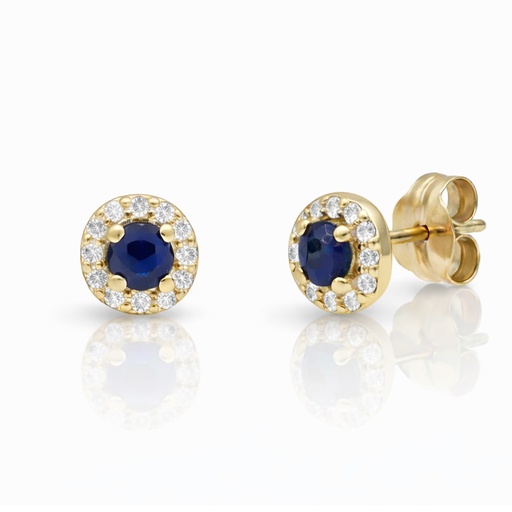 [P3272] PENDIENTES ORO 18KL ZAFIROS FINOS + CIRCONITAS