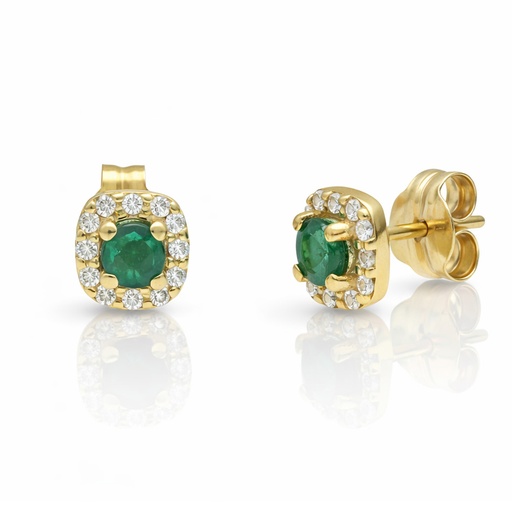 [P3270] PENDIENTES ORO 18KL ESMERALDAS FINAS + CIRCONITAS