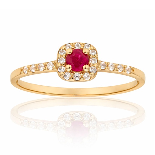 SORTIJA ORO 18KL RUBI FINO + CIRCONITAS