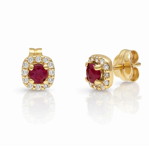 [P3269] PENDIENTES ORO 18KL RUBIES FINOS + CIRCONITAS