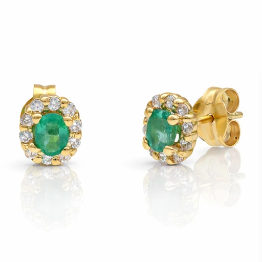 [P3266] PENDIENTES ORO 18KL ESMERALDAS FINAS + CIRCONITAS