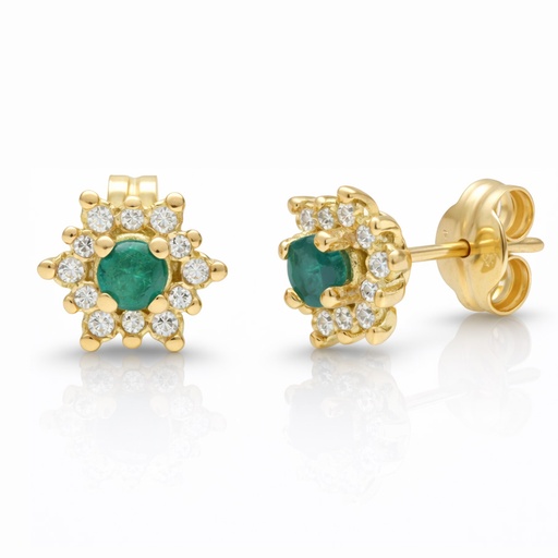 [P3258] PENDIENTES ORO 18KL ESMERALDAS FINAS + CIRCONITAS